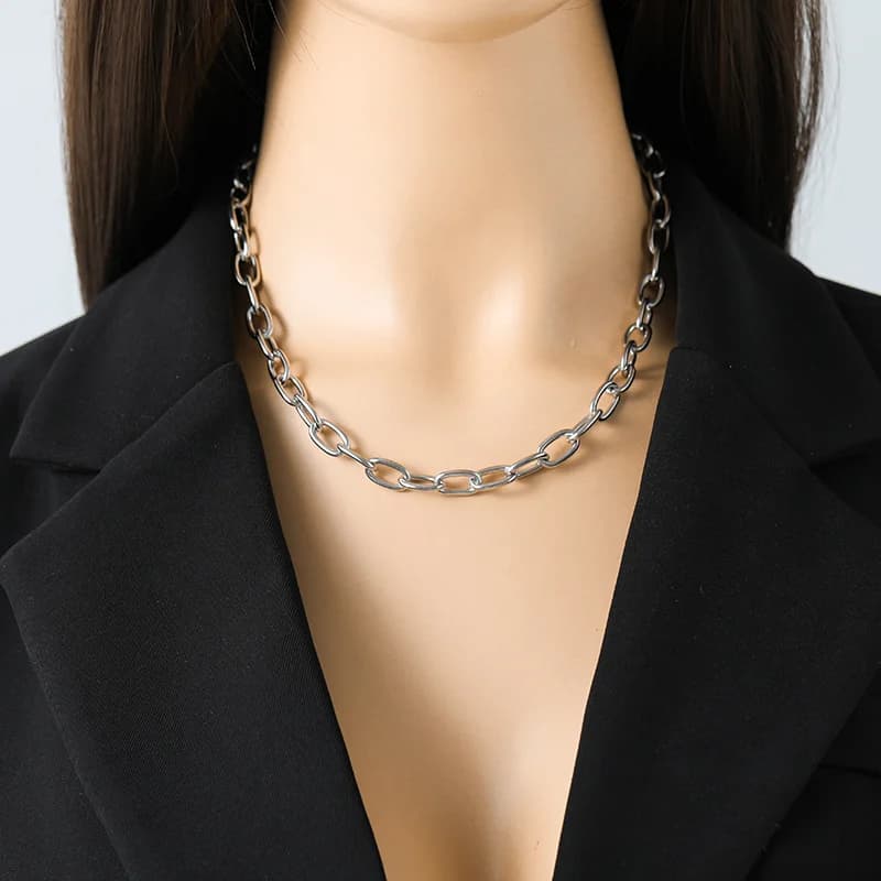 Set de Collar y Pulsera de Cadena Color Plata