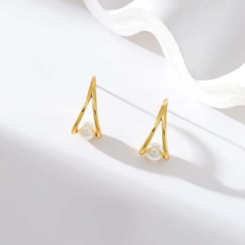 Pendientes de gota con perlas, chapado en oro de 18K