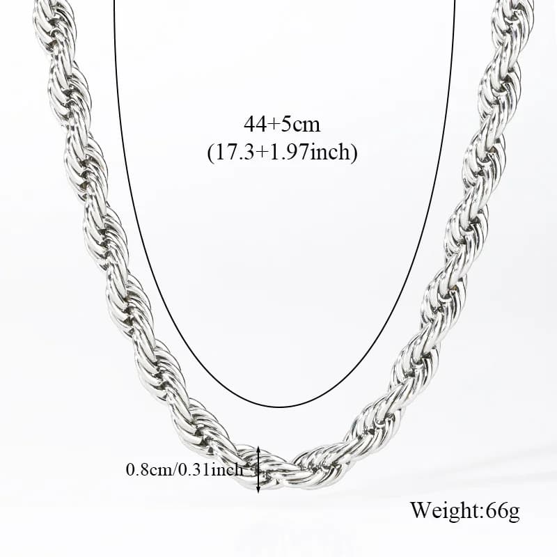 Collar de cadena gruesa de 8 mm, baño en oro de 18K