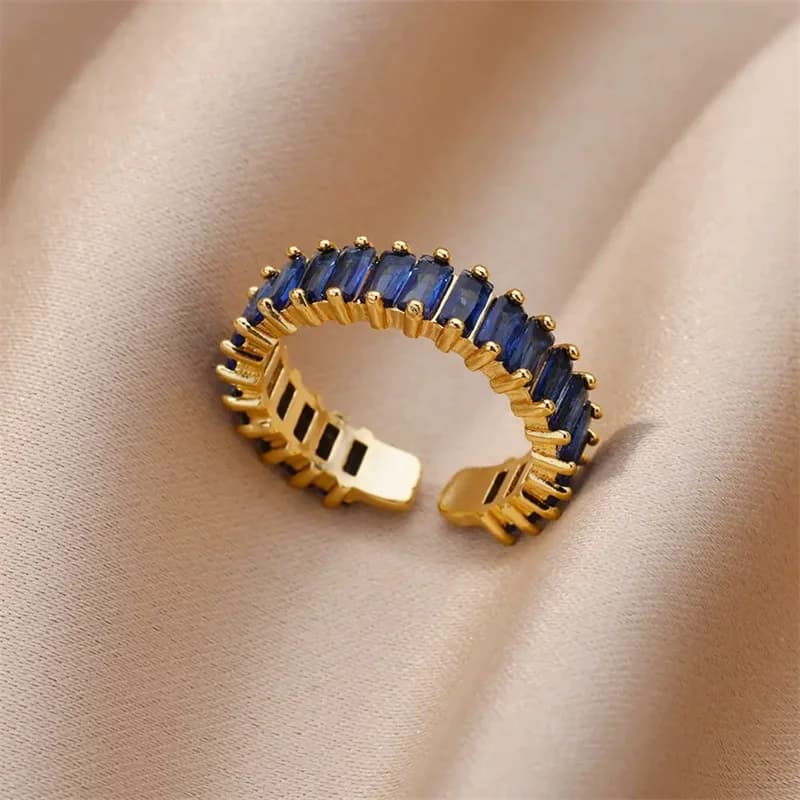 Anillo ajustable con circonia cúbica en acero inoxidable 316L