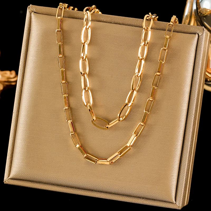 Collar de cadena gruesa color plata
