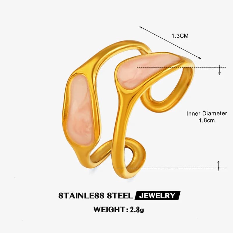Anillo Ajustable de Esmalte Irregular, Acero Inoxidable