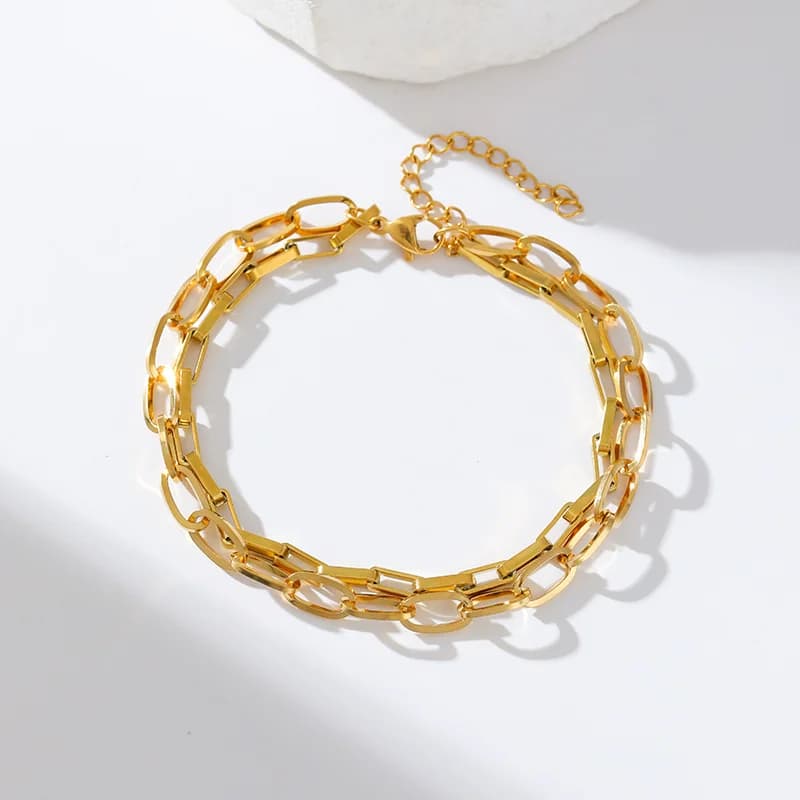 Pulsera de eslabones de metal ligero para mujer