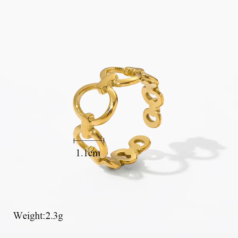Anillo de acero inoxidable tipo cuff abierto para mujer