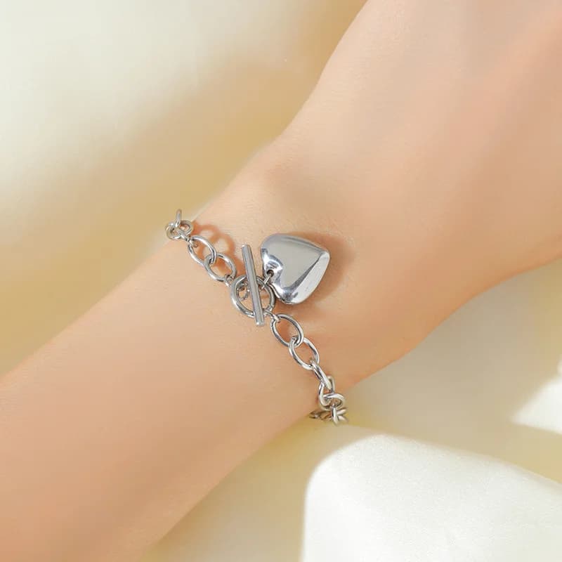 Pulsera de Abalorios Plateada para Mujer
