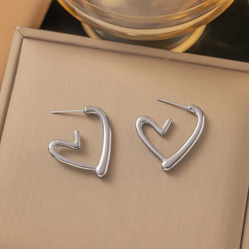 Pendientes de corazón, acero inoxidable