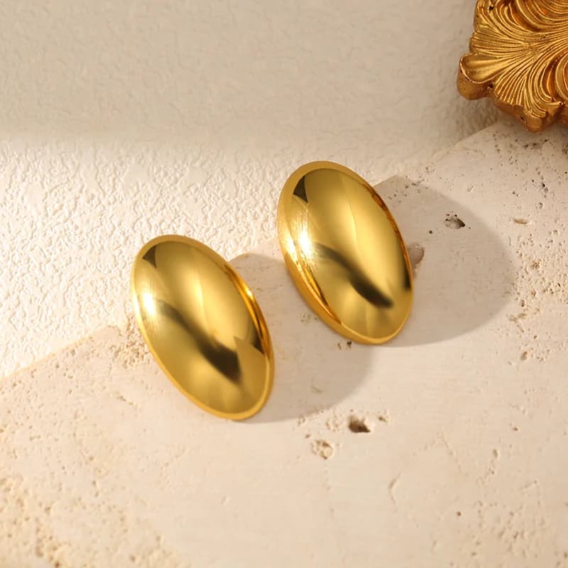 Pendientes de Botón Corazón Geométrico Color Oro