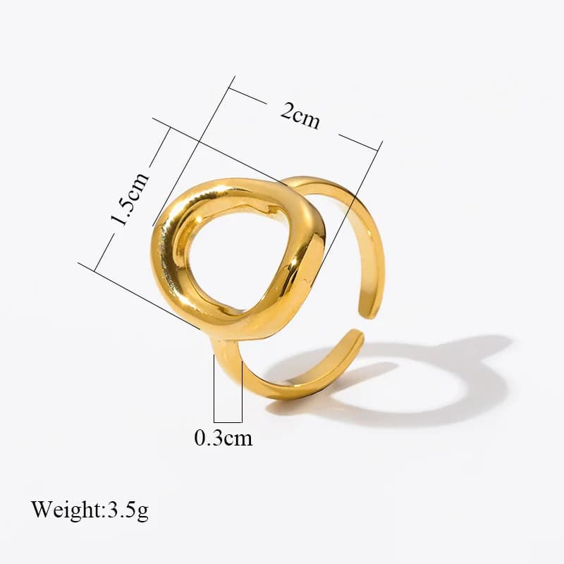 Anillo de acero inoxidable tipo cuff abierto para mujer