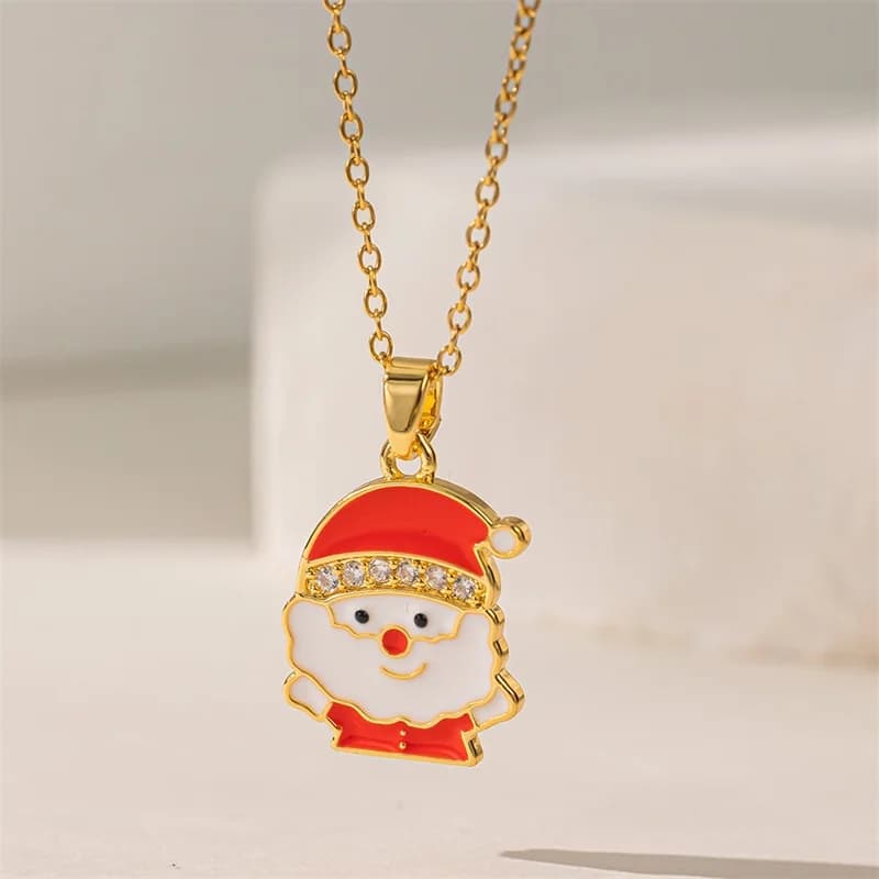 Collar con colgante de calcetín navideño