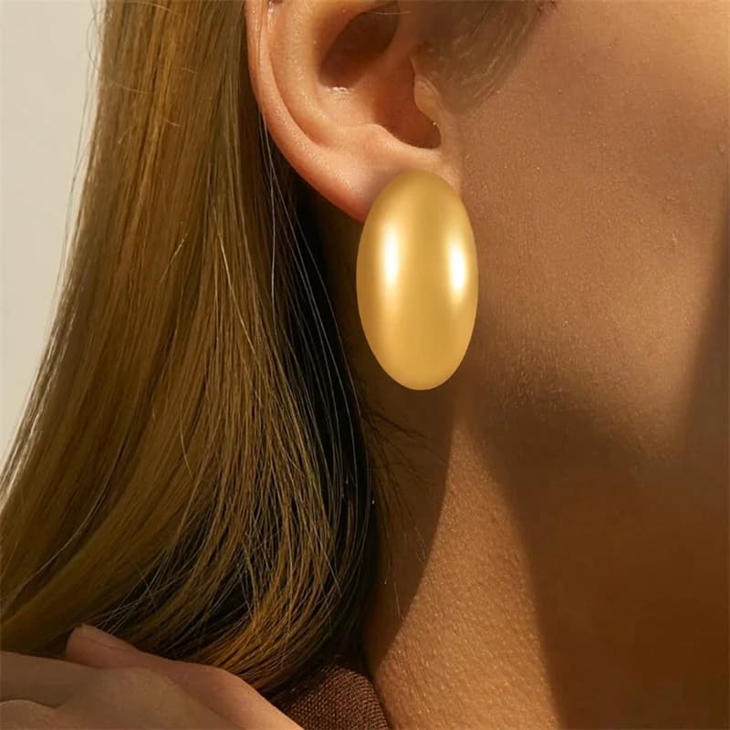 Pendientes de Botón Corazón Geométrico Color Oro