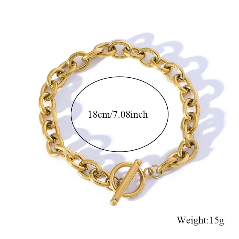 Pulsera de Eslabones Gruesos con Cierre OT, Texturizada