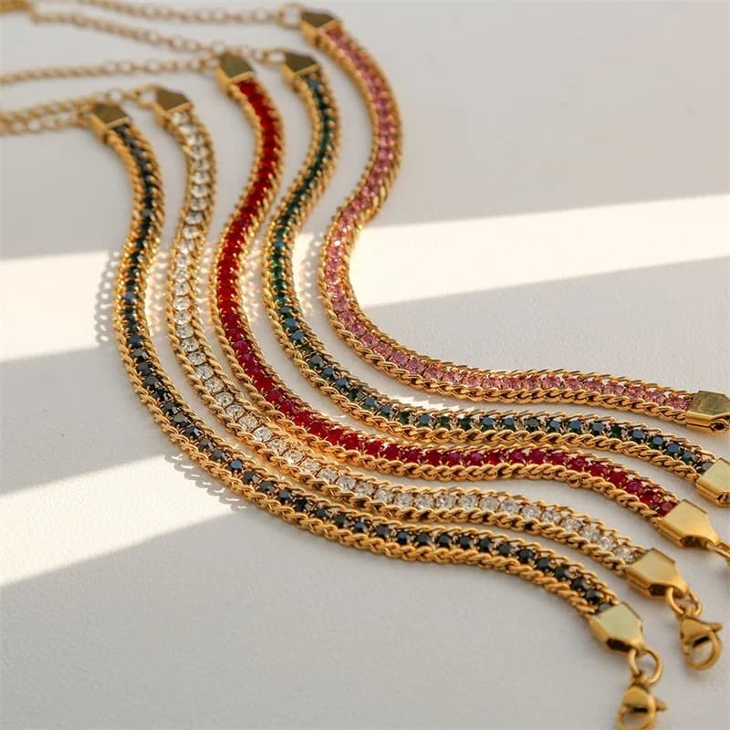 Pulsera de Cadena con Circonitas Brillantes