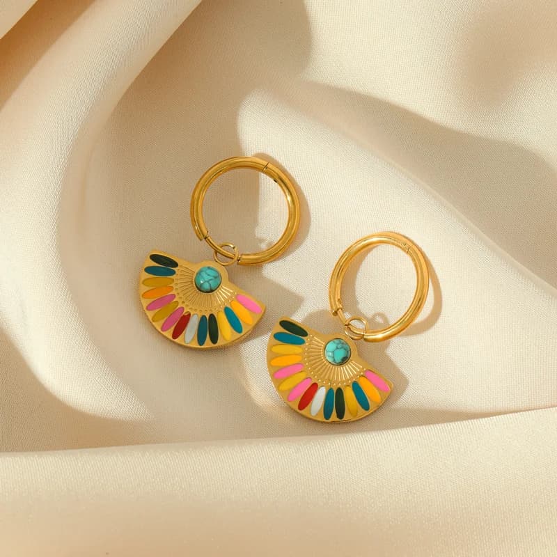 Pendientes Colgantes de Sol, Luna y Corazón, Acero Inoxidable