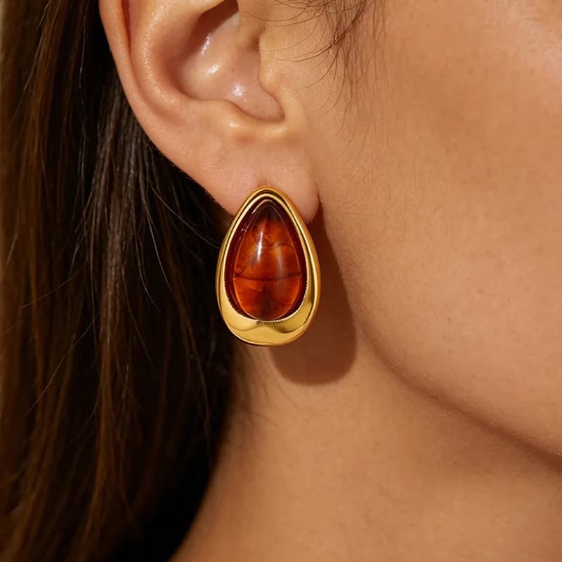 Pendientes Vintage de Ámbar en Forma de Lágrima