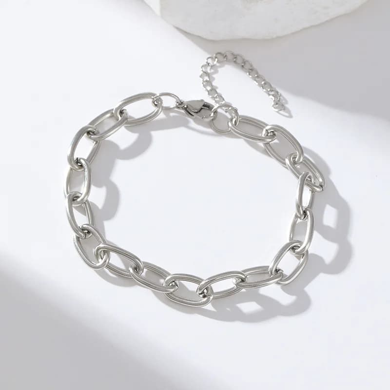Pulsera de cadena trenzada con cuentas, chapada en oro