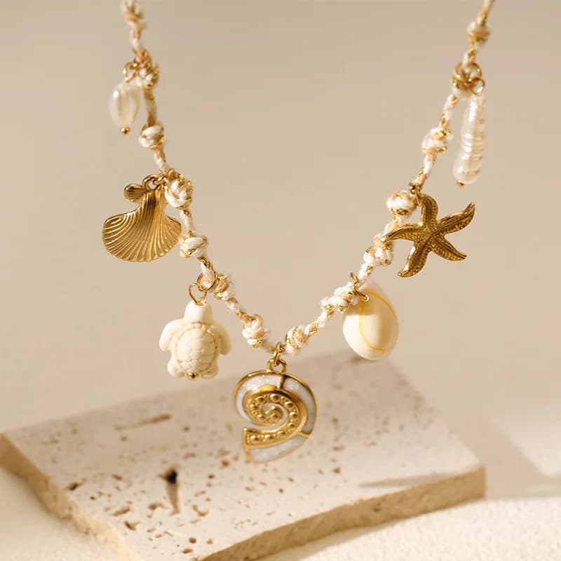 Collar con Colgante de Perla Caracol Marino