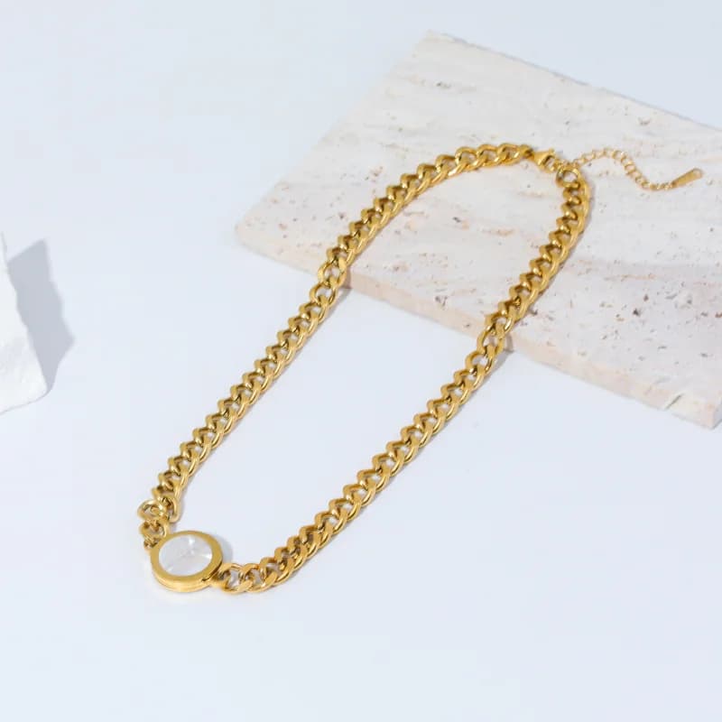 Collar Colgante Doble Cara con Números Romanos