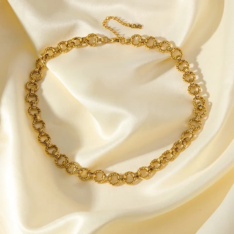 Collar de cadena gruesa de acero inoxidable, color dorado