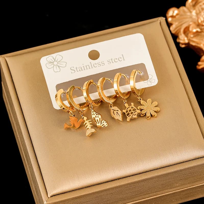 Pendientes largos colgantes de gota con cristal de circonia en acero inoxidable