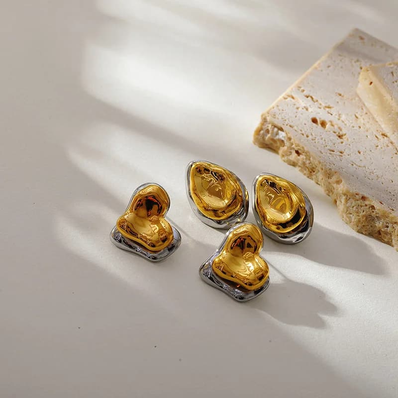 Pendientes de botón creativos irregulares de acero inoxidable 316L