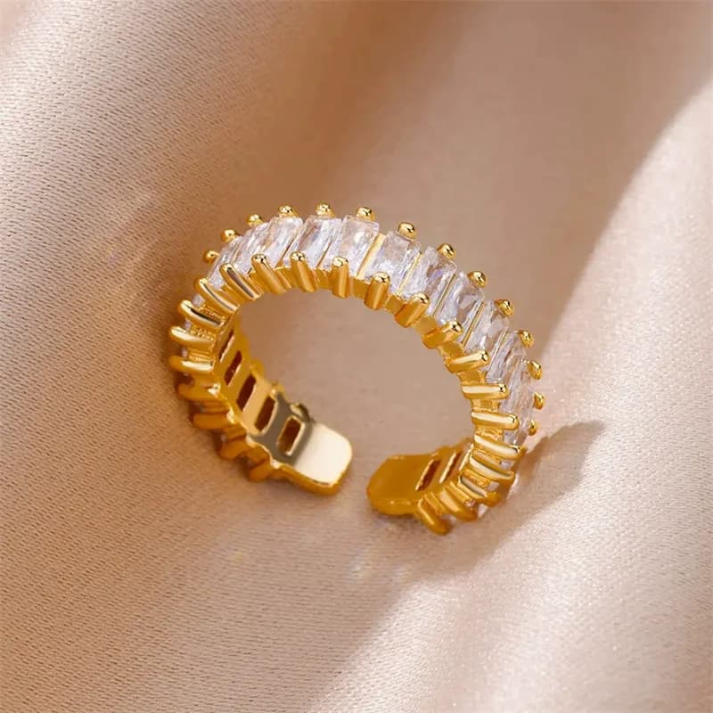 Anillo ajustable con circonia cúbica en acero inoxidable 316L