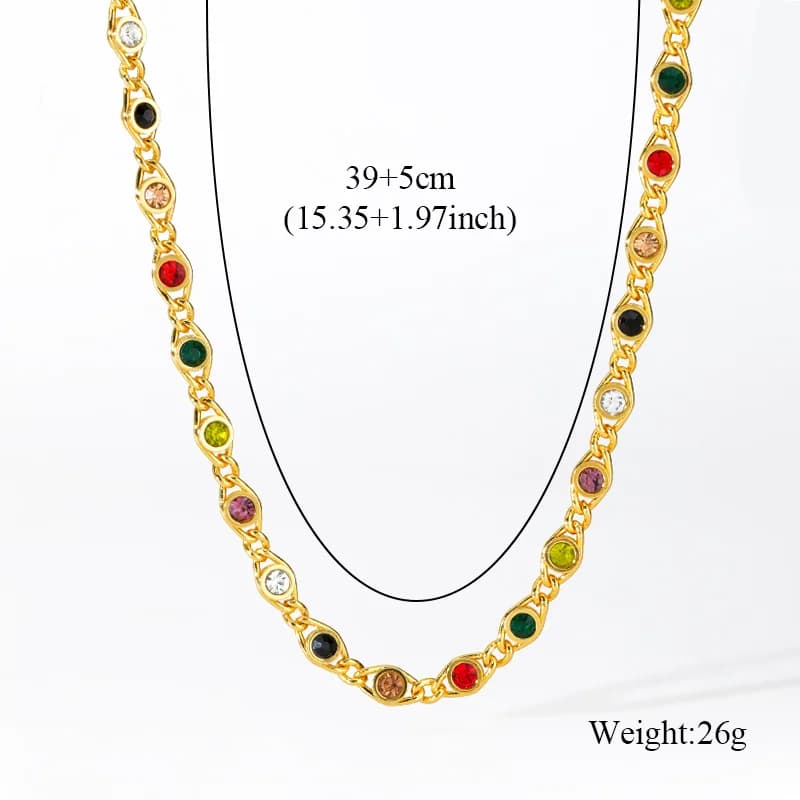 Set de Collar y Pulsera con Cadena de Circones