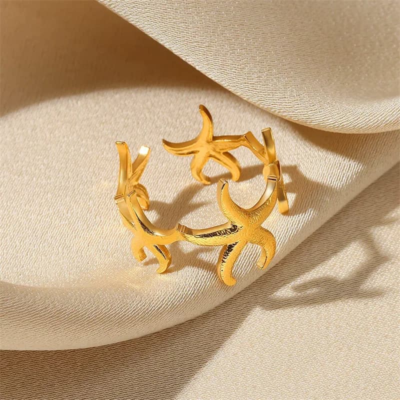 Anillo Abierto Ajustable de Caballito de Mar Esmaltado