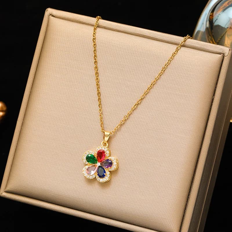 Collar de doble capa con perlas irregulares de acero inoxidable