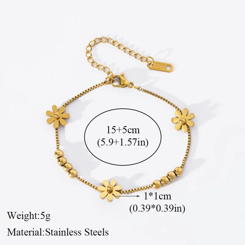 Pulsera de Flores Dorada para Mujeres y Niñas