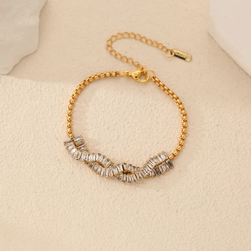 Pulsera de Cadena Trenzada con Circonia