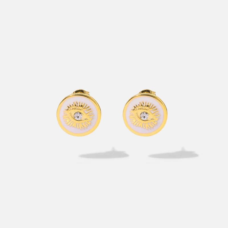 Pendientes con piedras blancas, acero inoxidable 316L