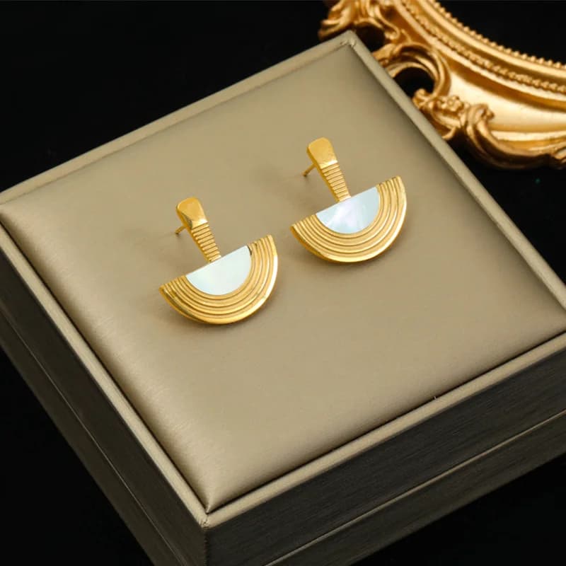 Set de Collar con Colgante Semicírculo Geométrico y Pendientes