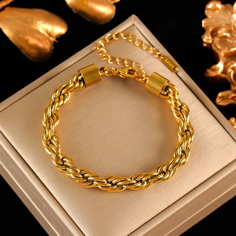 Set de Collar y Pulsera de Cadena Trenzada de 8mm de Grosor