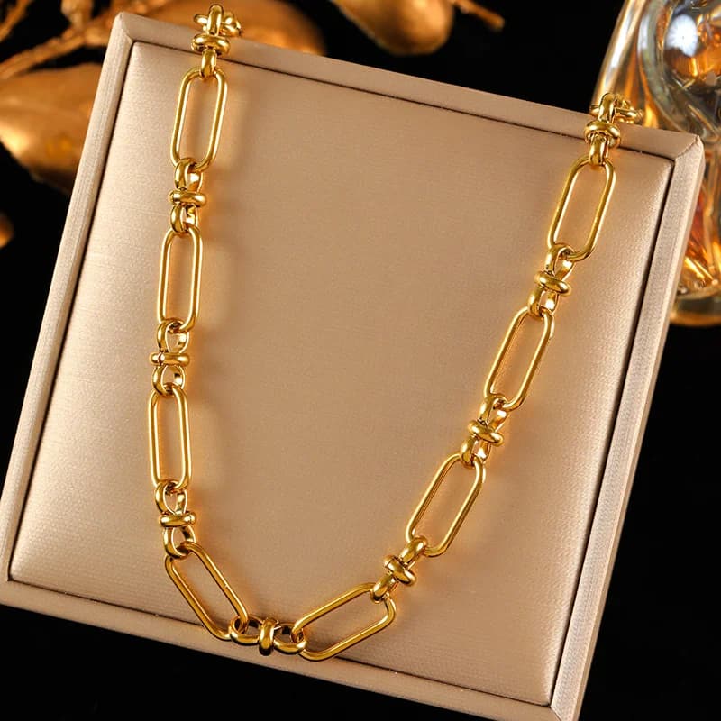 Set de Collar y Pulsera de Cadenas Metálicas Hechas a Mano