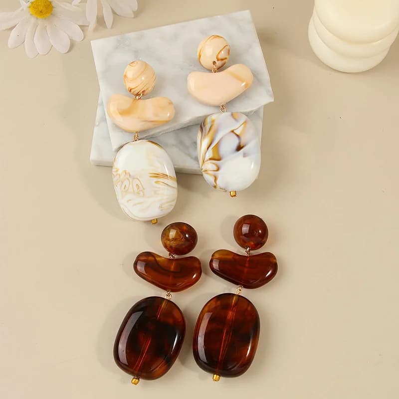 Pendientes colgantes vintage de resina