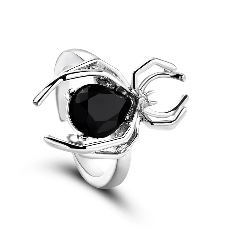 Anillo Abierto Ajustable de Araña con Cristales Zircon