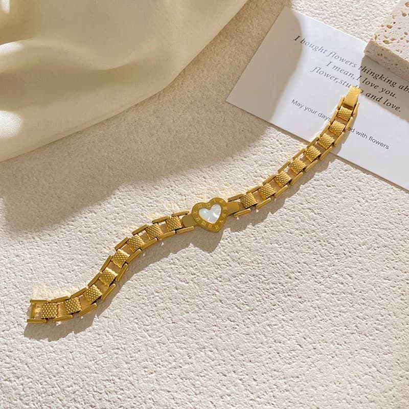 Pulsera de Acero Inoxidable con Dijes de Candado y Diamantes de Imitación