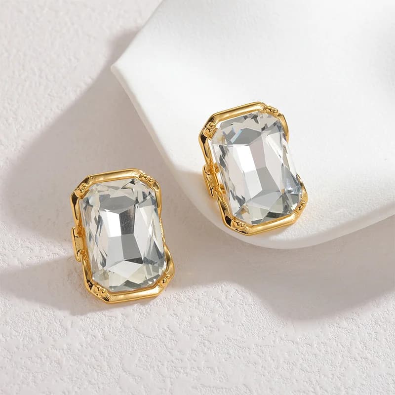 Set de Collar, Pendientes y Anillo en Acero Inoxidable con Cristales