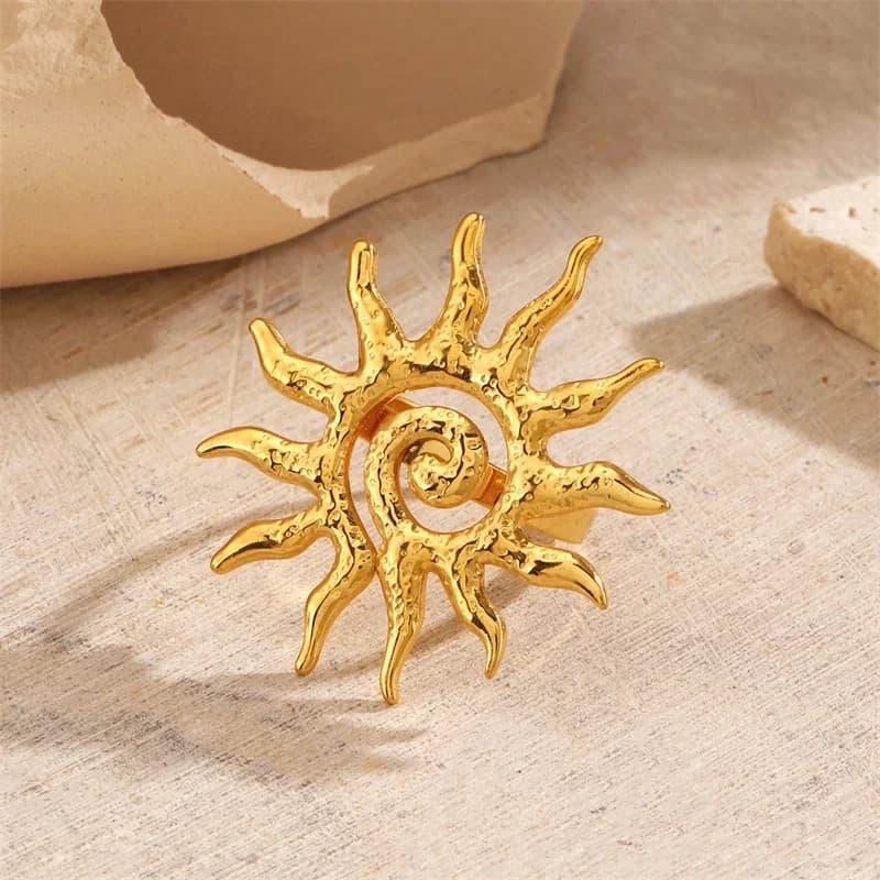 Anillo ajustable azul con ojo y corazón, acero inoxidable 316L