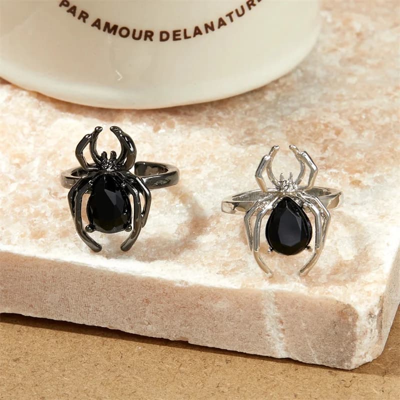 Anillo Abierto Ajustable de Araña con Cristales Zircon