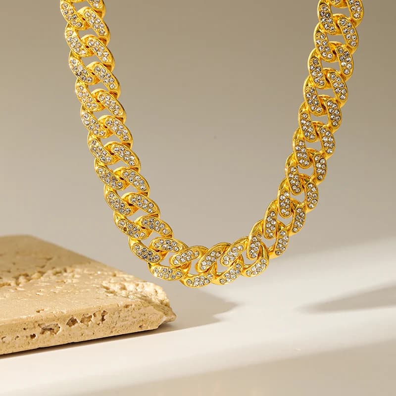 Juego de Collar y Pulsera de Cadena Cubana Geométrica