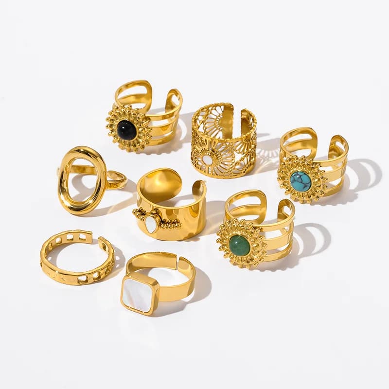 Anillos Tipo Cuff Vintage Dorados