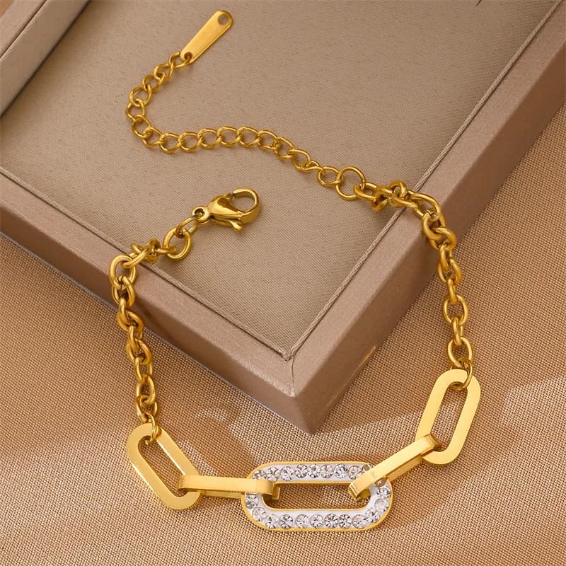 Pulsera de Cadena Trenzada con Circonia