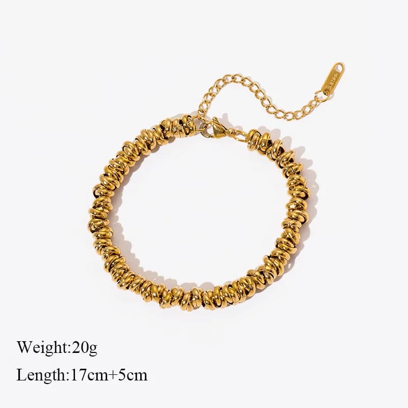Pulsera de cadena de eslabones color oro en acero inoxidable 316L