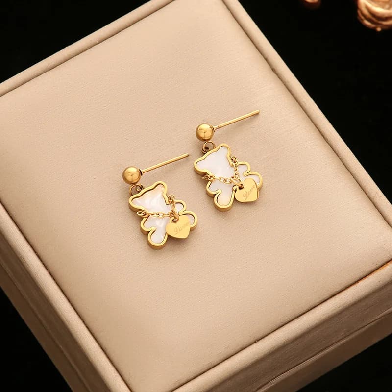 Pendientes colgantes de flor de rosa, acero inoxidable