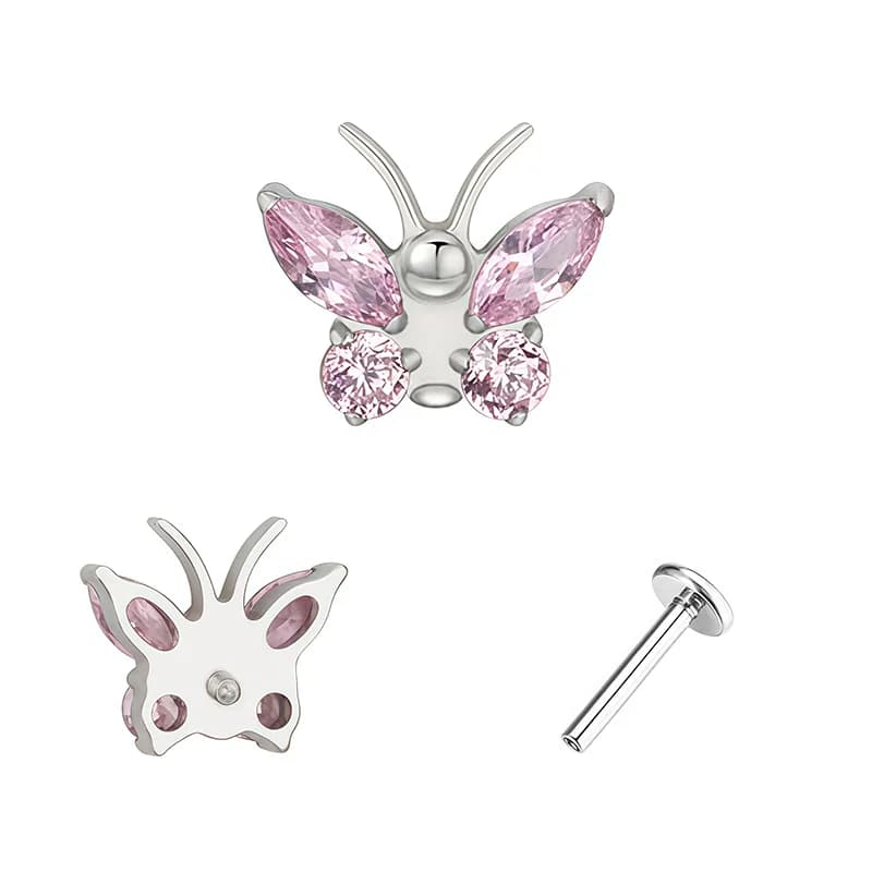 Piercing Corporal de Titanio con Mariposa Espiral y Circonita